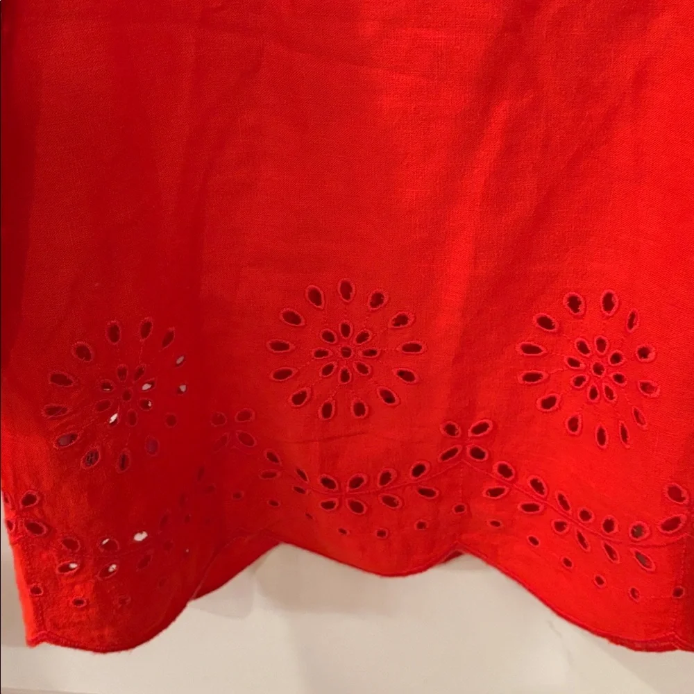 LOFT Vibrant Red Scalloped Blouse - Picture 3 of 6